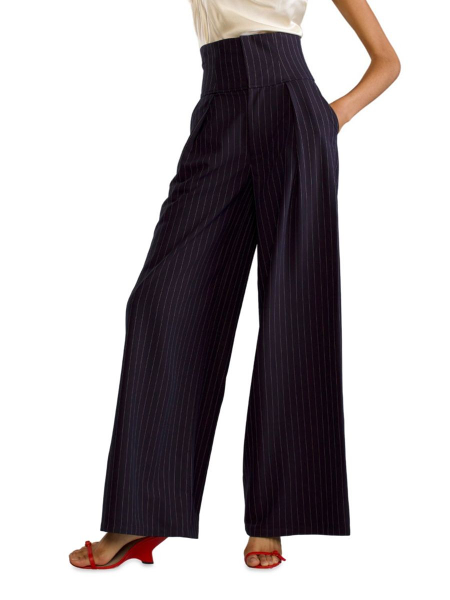 NavyAll High-WaistedCynthia RowleyPinstripe Corset Wide-Leg Pants$425
            
          SIZE... | Saks Fifth Avenue