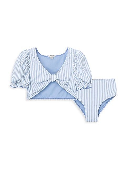 Girl's 2-Piece Puff-Sleeve Bikini Set | Saks Fifth Avenue