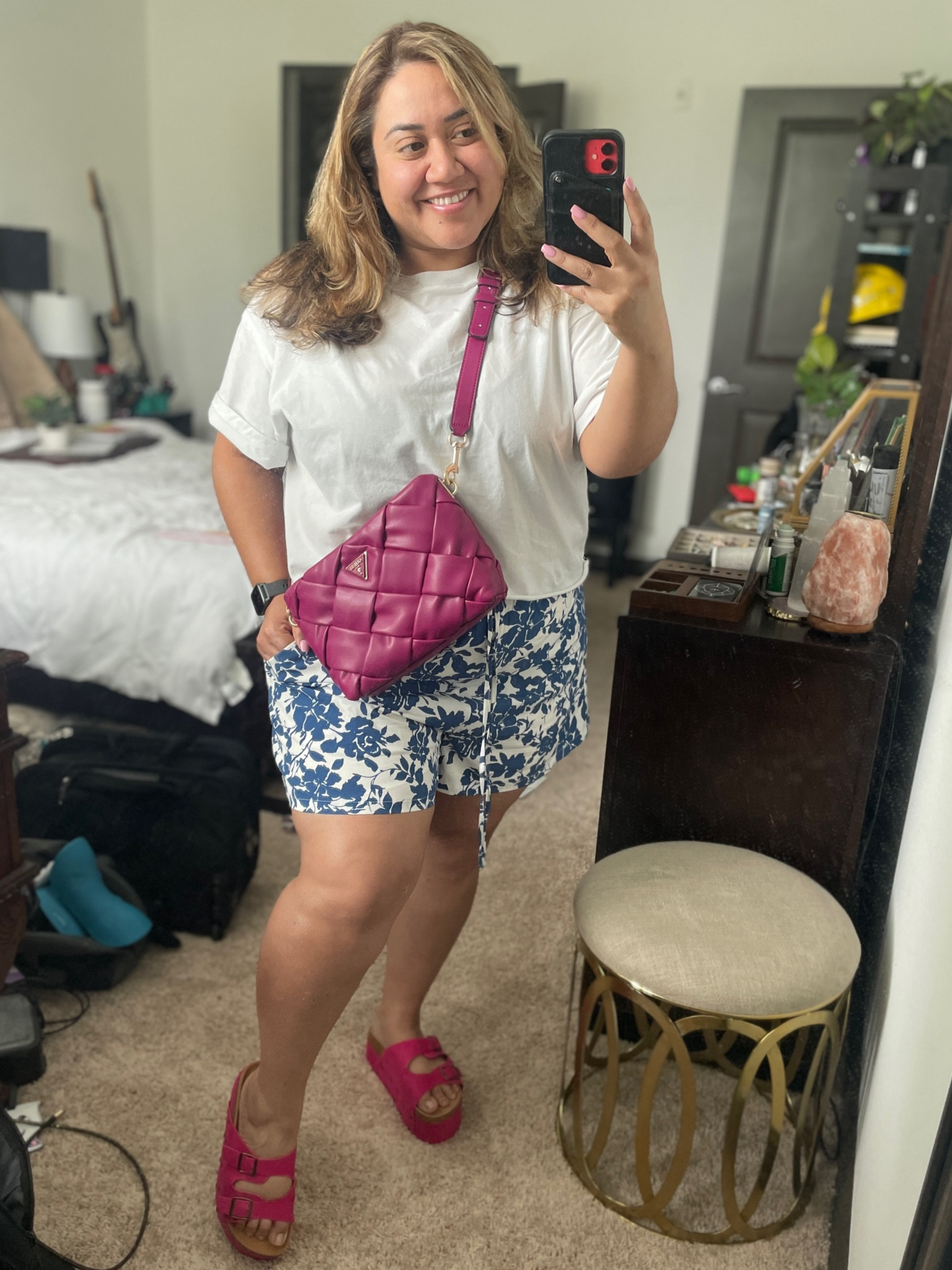 Going to get lunch, see if there is a festival in town & pick up more organization things. 

Sandals are a save! Great cropped boxy tee from Target. 

Guess! Crossbody bag Currently on sale. I can hold two cans Bubblr and some lip glass in the bag!

#LTKFestival 

#LTKSeasonal