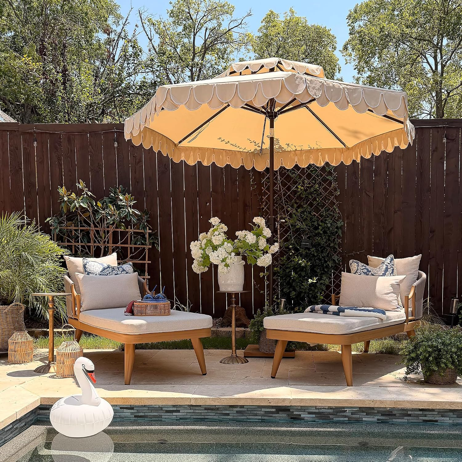 PURPLE LEAF Patio Chaise Lounge Set of 2 with Soft Cushion, Teak | Amazon (US)