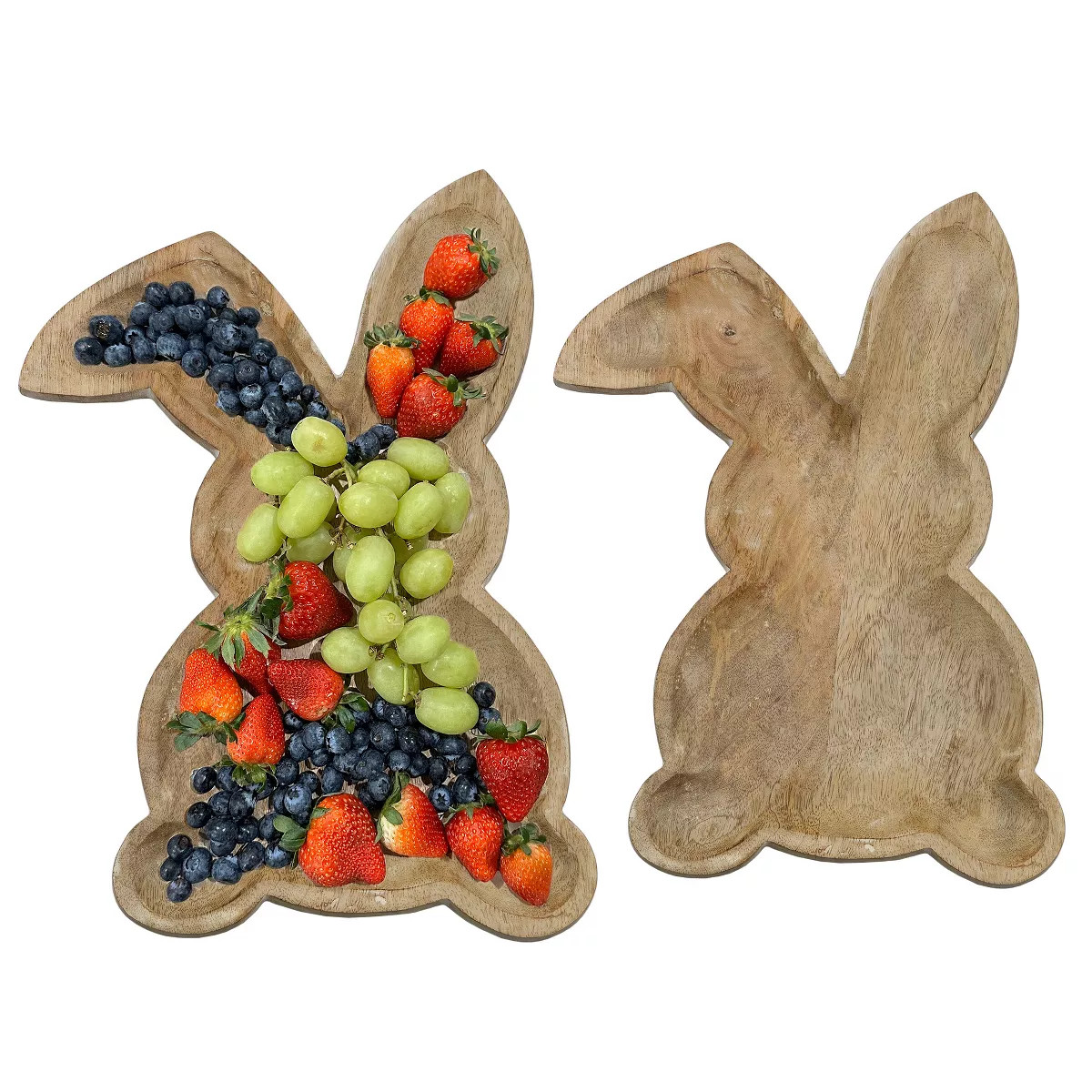 AuldHome Design Farmhouse Bunny Serving Trays (Nested Set of 2); Nesting Rabbit-Shaped Wooden Cha... | Target