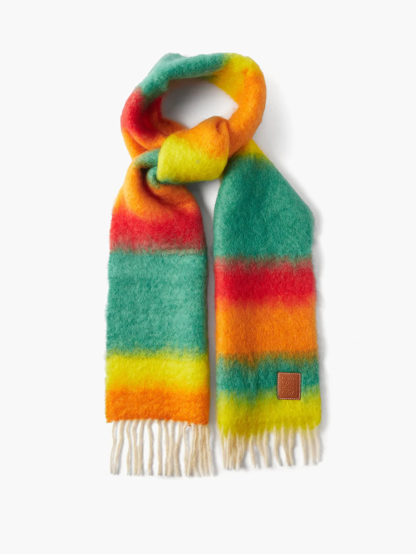 Anagram-patch striped mohair-blend scarf | LOEWE | Matches (US)