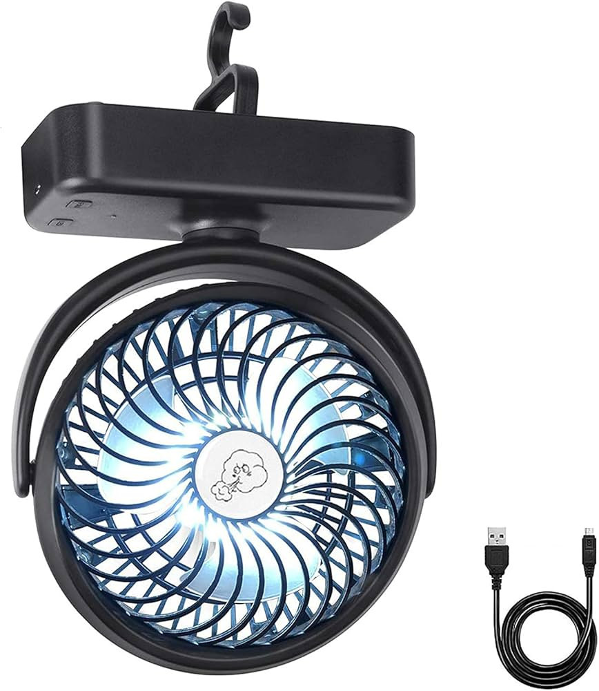 REENUO Camping Tent Fan, 5000mAh Rechargeable Battery Fan with LED Lights, 40 Working Hours Porta... | Amazon (US)
