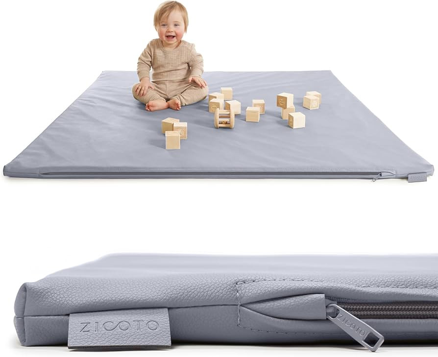 Stylish Vegan Leather Baby Play Mat - Soft, Easy to Clean Floor Mat Creates A Safe Play Area for ... | Amazon (US)