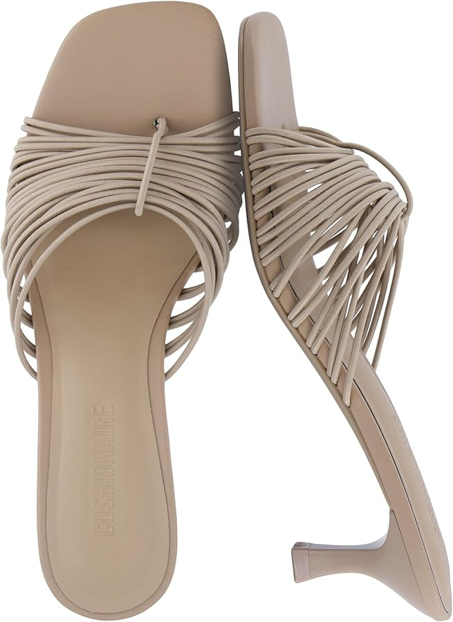 CUSHIONAIRE Quiz Kitten Heels for Women, Strappy Heeled Sandals with Cushioned Footbed, Slip On Open Toe Sandal | Amazon (US)