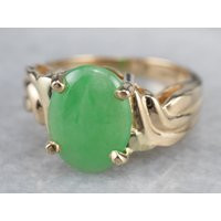 Vintage 14K Yellow Gold Dyed Jade Ring, Size 5.75 | Etsy (US)
