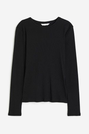 Oversized Rib-knit Cardigan - Black/striped - Ladies | H&M US | H&M (US + CA)