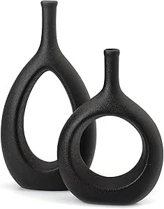 GALOURO Black Décor-Black Vases Home Décor, Table Decorations for Dining Room, Modern Black Hom... | Amazon (US)