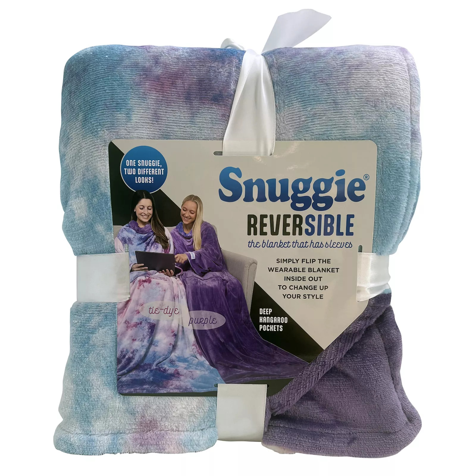 Snuggie Reversible Grey Plaid Wearable Blanket, Tie Dye Purple | Kohl's