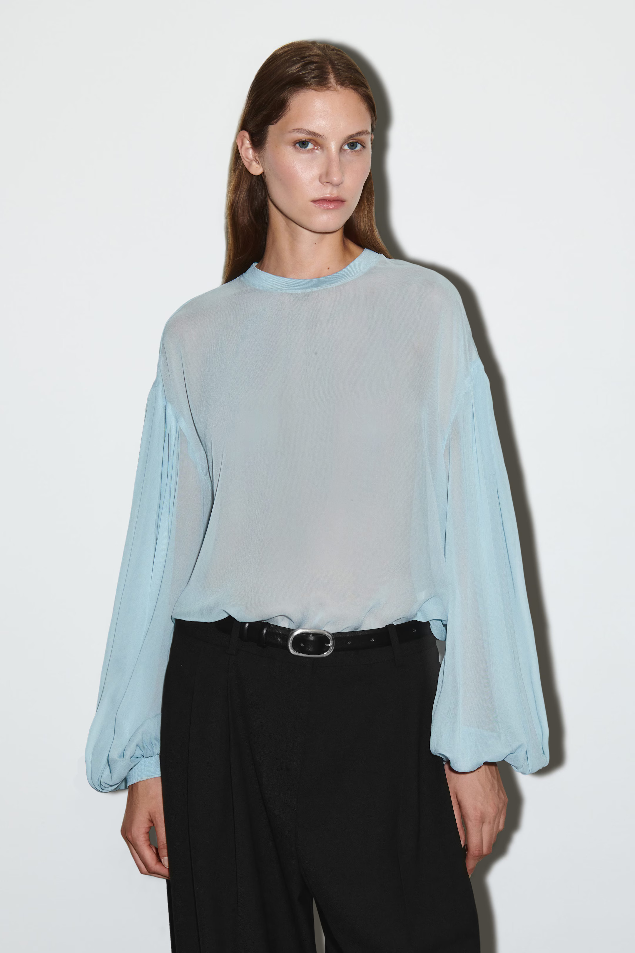 SHEER BALLOON-SLEEVE BLOUSE - SKY BLUE | COS | COS (EU)