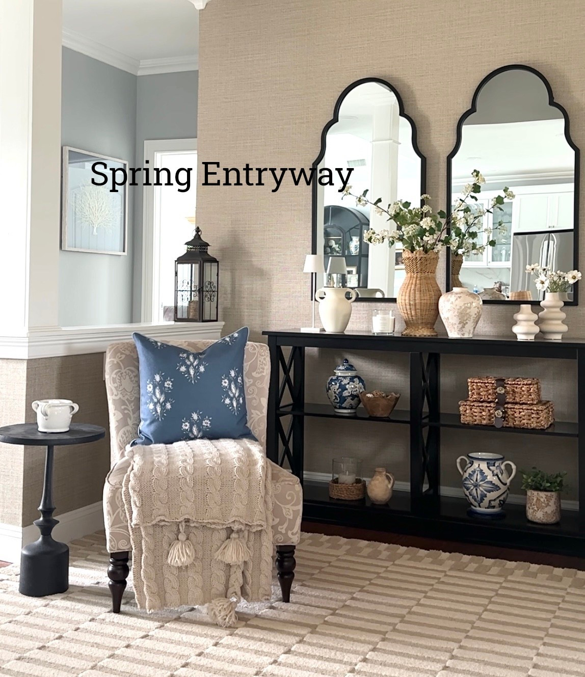 New spring entryway! Shop new home decor accessories from Target, Amazon, I brought back my lighter neutral rug, candle on sale ships free, throw pillow, blanket, vases, florals and more follower favorites! Magnolia home, Wayfair. 

#LTKHome #LTKSaleAlert