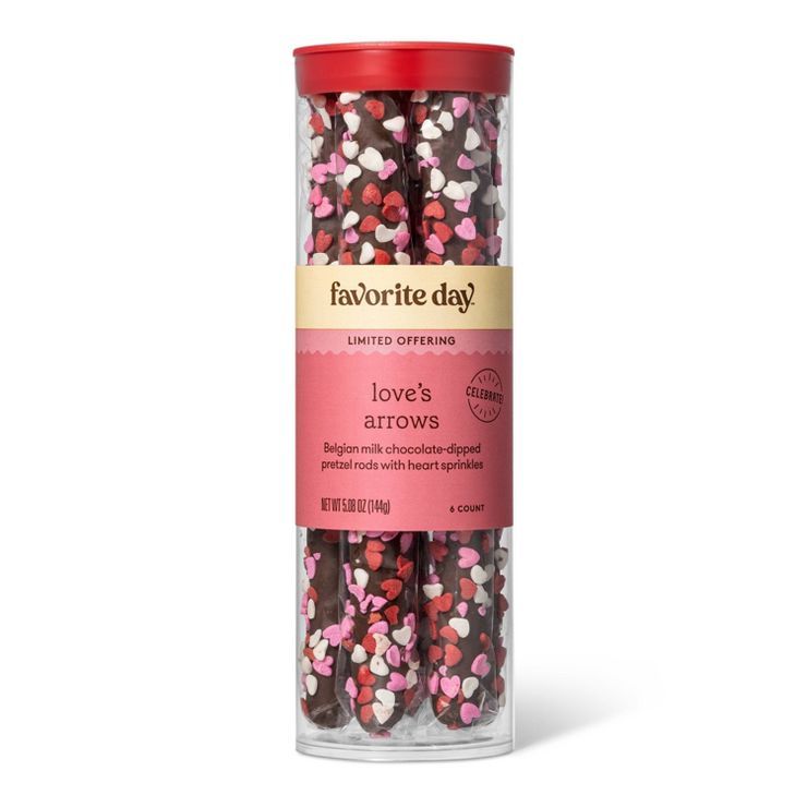 Pretzel Rods Dipped in Belgian Milk Chocolate w/Heart Quins - 5.08oz/6ct - Favorite Day™ | Target