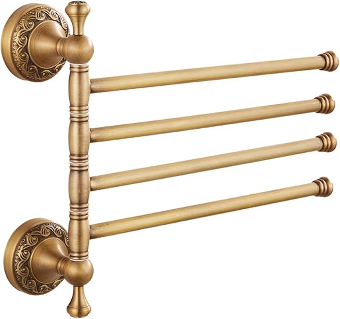 Swivel Towel Rack for Bathroom, Antique Bronze Folding 4 Arms Hand Towel Bars Towel Hanger for La... | Amazon (US)