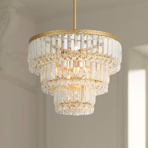 Vienna Full Spectrum Magnificence 14 1/2" Gold Crystal LED Pendant | Lamps Plus