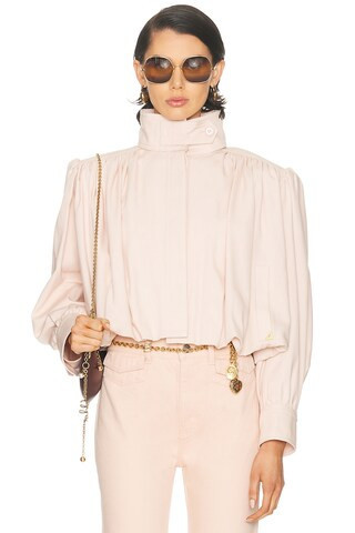 Chloe High Neck Cropped Jacket in Blush | FWRD 