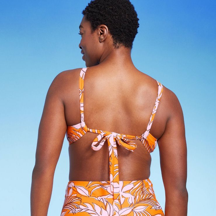 Women's Tropical Print Bralette Bikini Top - Kona Sol™ Orange | Target
