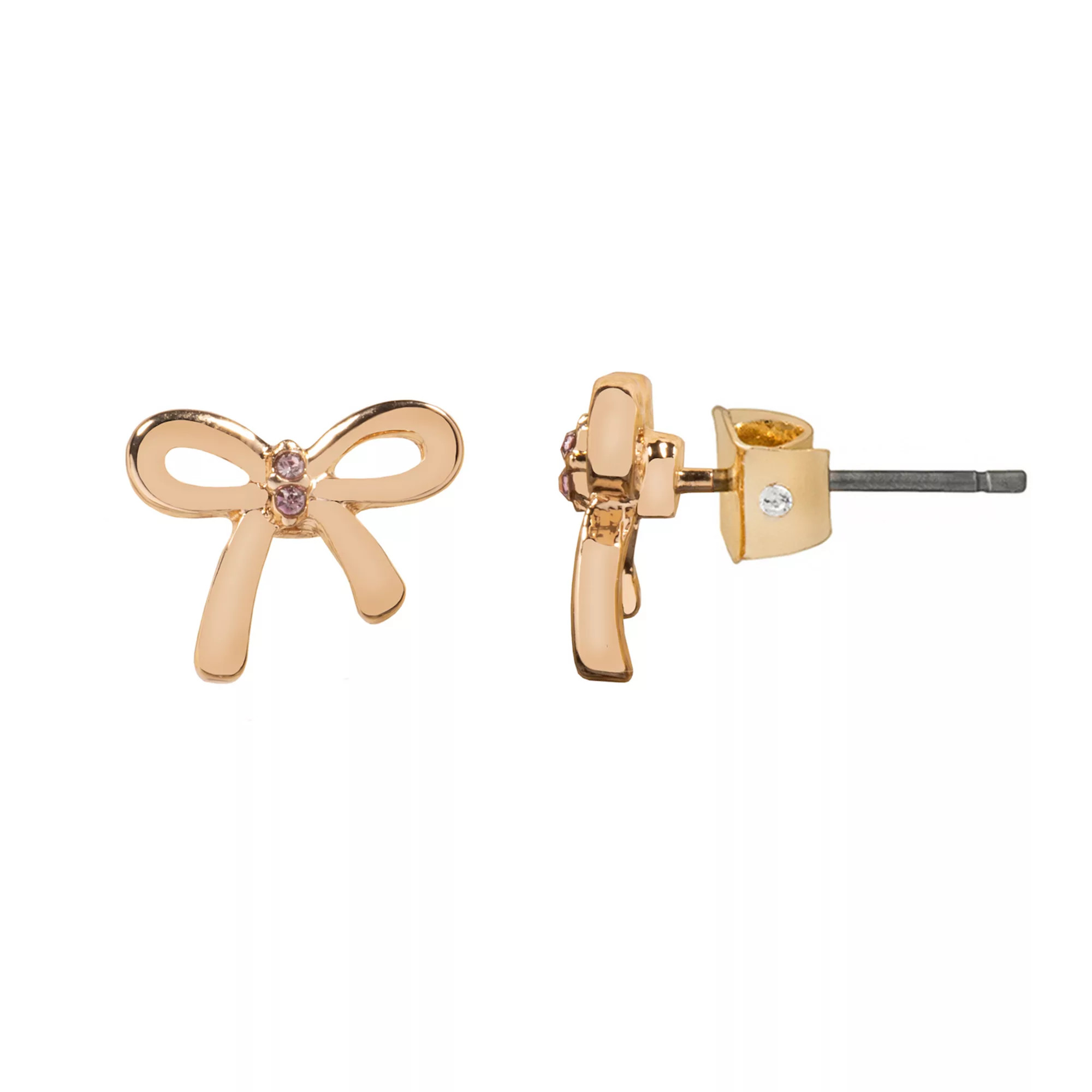 LC Lauren Conrad Gold Tone Pink Crystal Delicate Mini Bow Stud Earrings | Kohl's