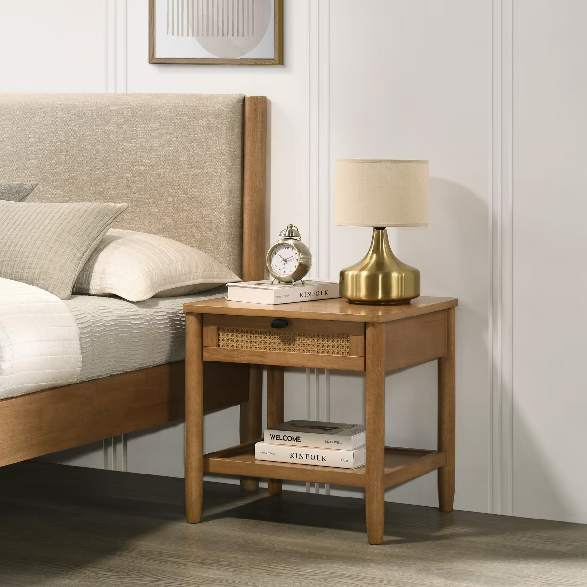 Gulches Single-Drawer Bedroom Nightstand with Shelf, Light Walnut | Target