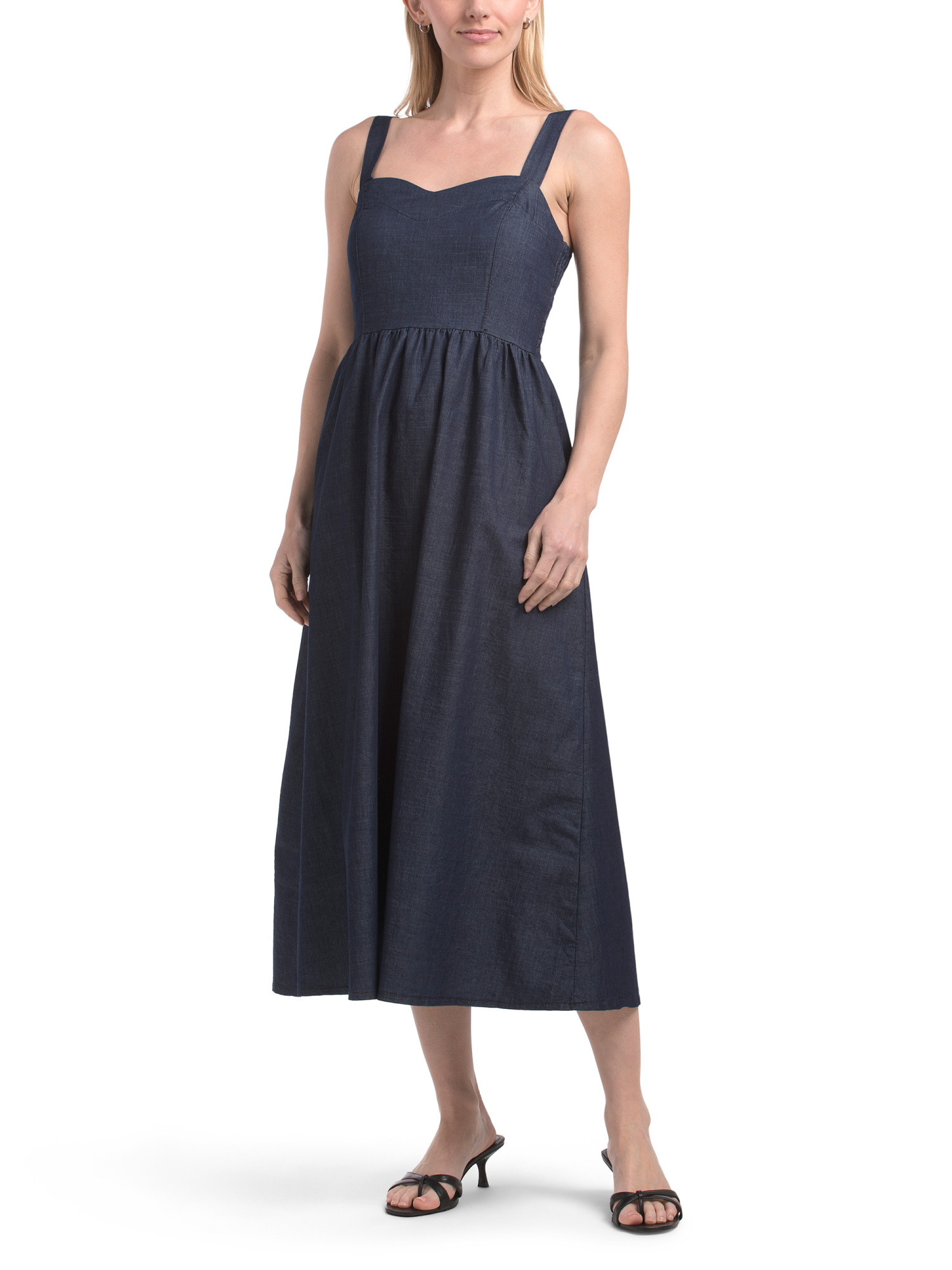 Halter Neck Strappy Denim Midi Dress | TJ Maxx