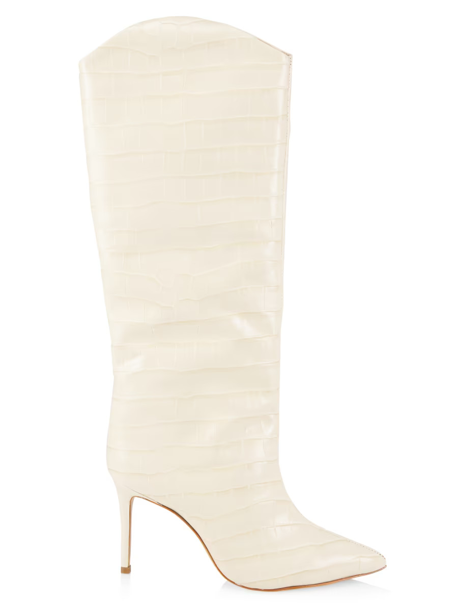 Shop Schutz Maryana Croc-Embossed Leather Tall Boots | Saks Fifth Avenue | Saks Fifth Avenue