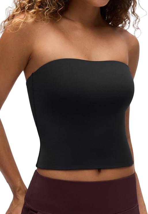 CRZ YOGA Butterluxe Double Lined Tube Tops for Women - Going Out Casual Tank Bandeau Crop Straple... | Amazon (US)