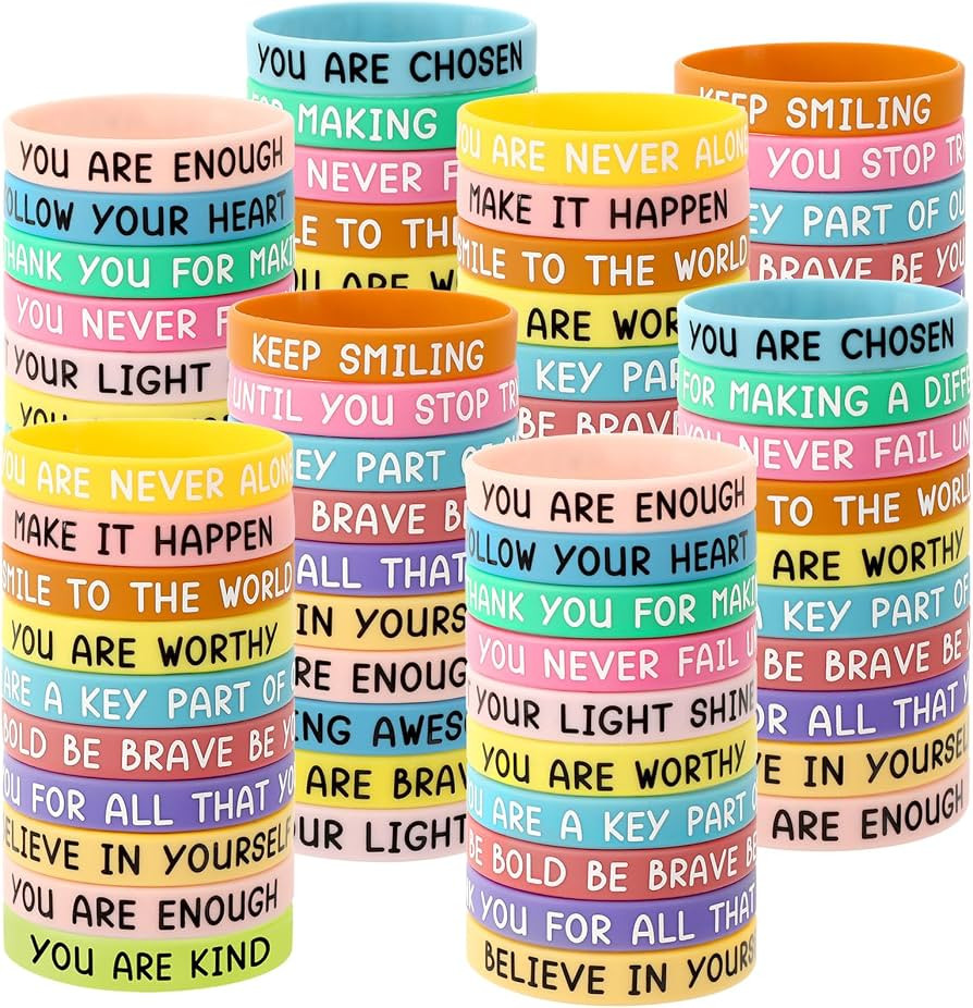 JUNEBRUSHS 120pcs Motivational Inspirational Silicone Bracelets Bulk | Amazon (US)