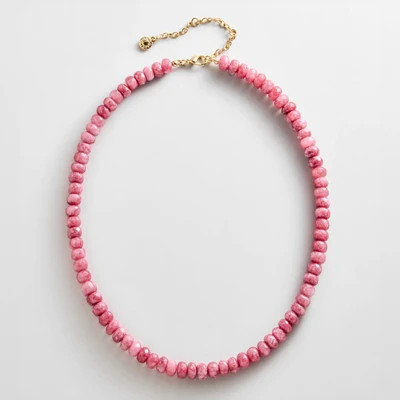 Mini Joyce Semi-Precious Beaded Necklace - Ruby Chalcedony | BaubleBar