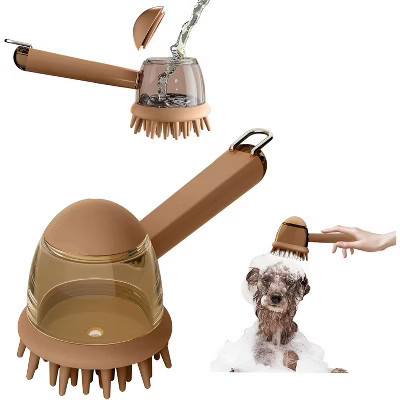 BABYYER Pet Bath Brush for Dogs & Cats - Grooming Brush with Built-in Shampoo Dispenser - Massage Wash Brush for Long & Short Hair, Brown | Target