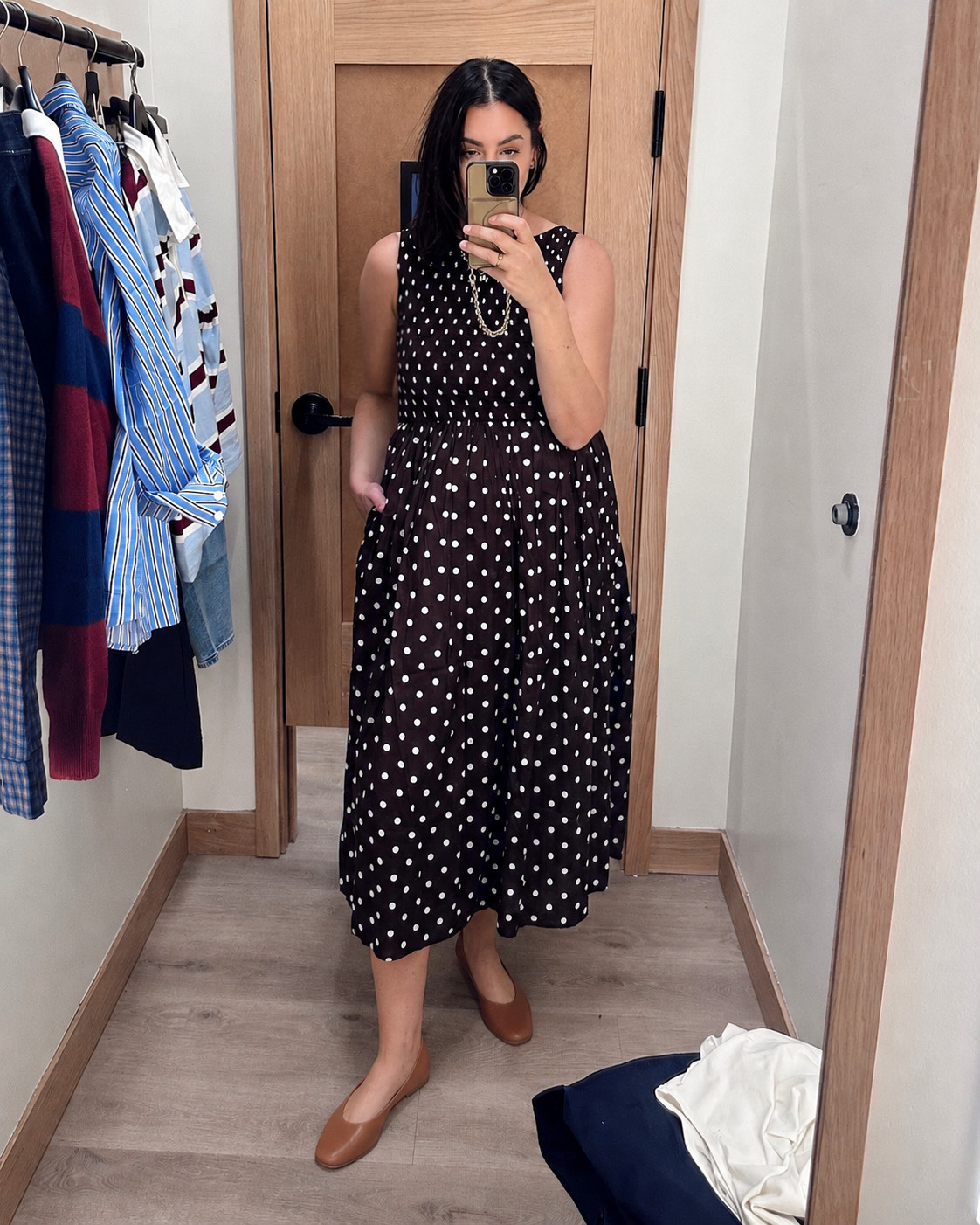 On sale this weekend at J.Crew Factory! 50% off with an additional 20% off, orders over $125 (code: FALLFORIT)

I'm in the medium of the dress, it runs TTS.  

 