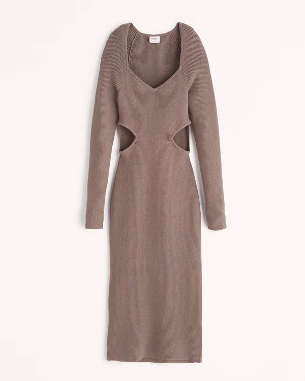 Long-Sleeve Cutout Midi Sweater Dress | Abercrombie & Fitch (US)