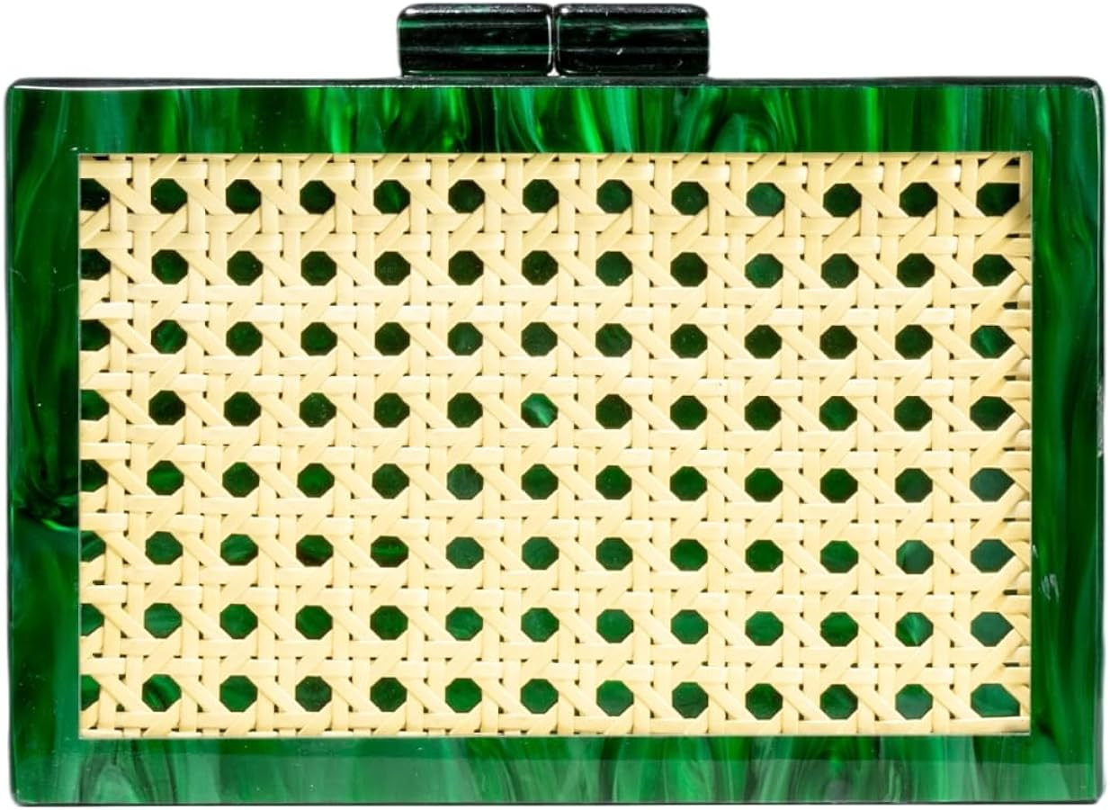 RomanticDesign Women Acrylic Handbag Rattan Woven Pattern Square Box Crossbody Handbag Shoulder B... | Amazon (US)
