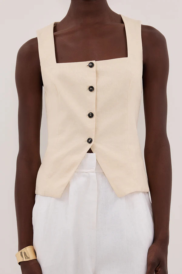 FRAN SANDSTONE LINEN VEST | DISSH