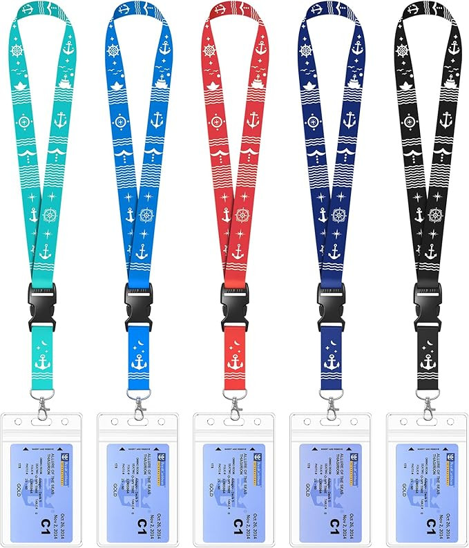 5 Pack Cruise Lanyard for Ship Cards, Cruise Ship Lanyards with Waterproof ID Badge Holders for A... | Amazon (US)