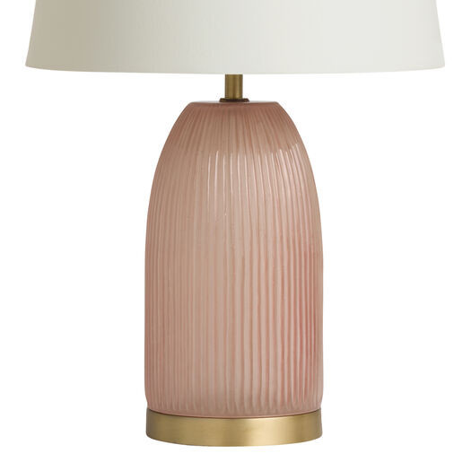 Frosted Pink Blown Glass Fluted Table Lamp Base by World Market | World Market