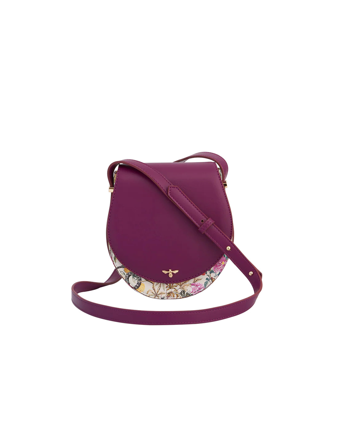 Floral Engravings Plum Saddle Bag | Fable England