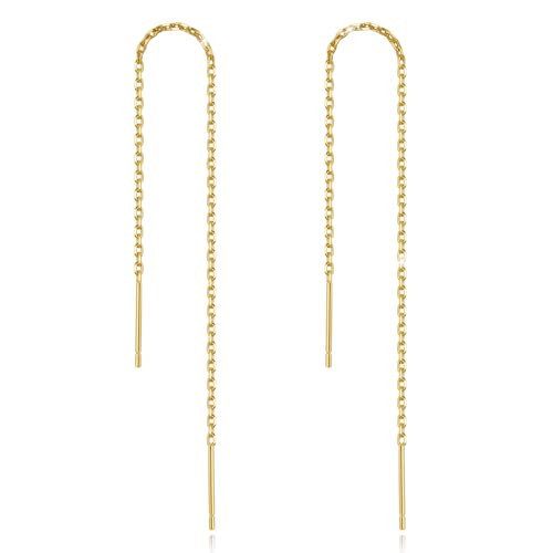 Sterling Silver Threader Chain Dangle Earrings,Versatile & Comfortable Hypoallergenic Silver Earr... | Amazon (US)