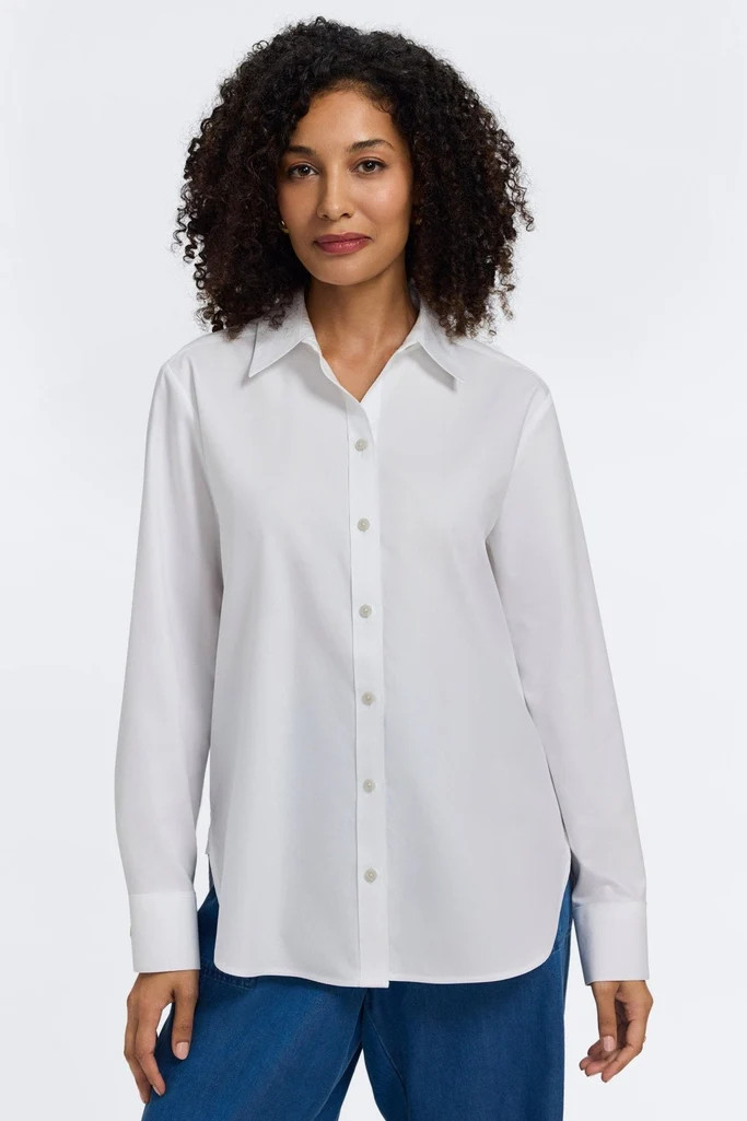 Meghan No Iron Pinpoint Long Sleeve Shirt | Foxcroft