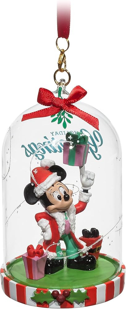 Disney Santa Mickey Mouse Glass Dome Sketchbook Ornament | Amazon (US)