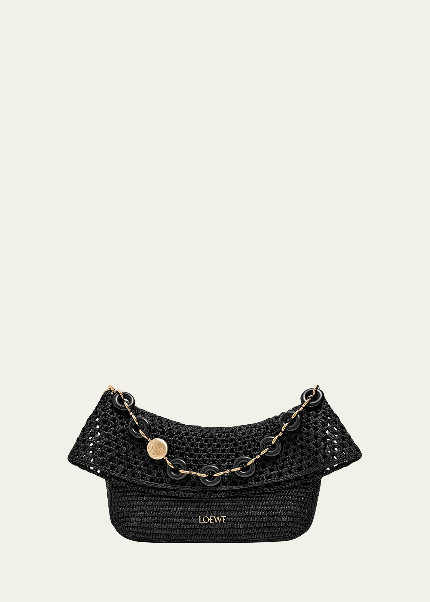Loewe Ola Small Shoulder Bag in Raffia and Leather | Bergdorf Goodman