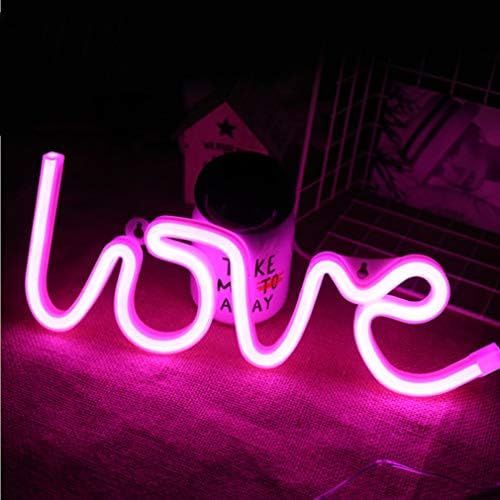 MorTime LOVE LED Neon Light Sign for Party Supplies, Girls Room Decoration Accessory, Table Decor... | Amazon (US)