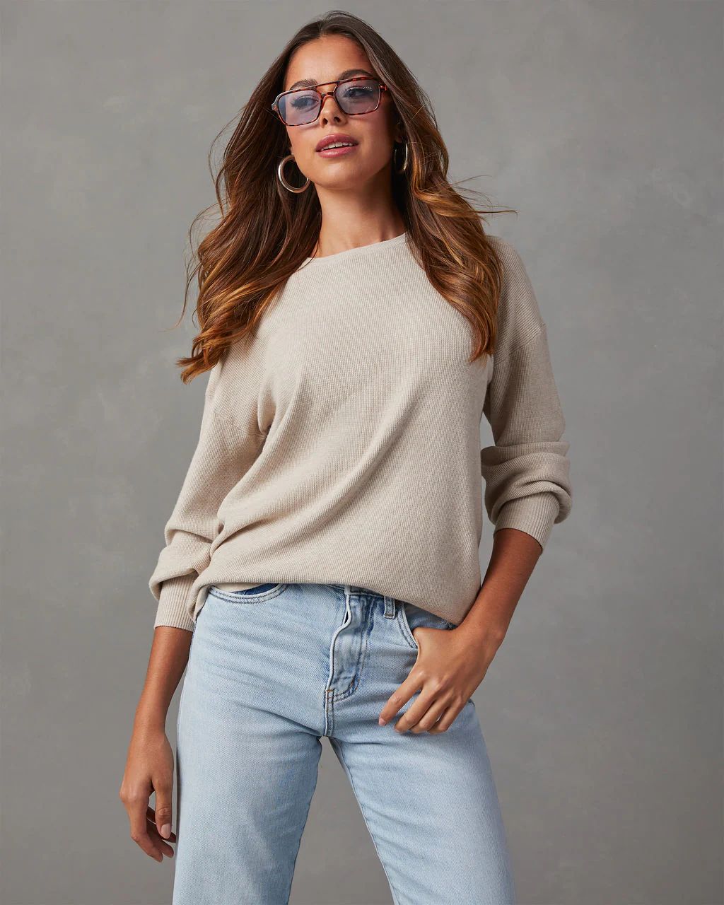Coralee Waffle Knit Long Sleeve Top | VICI Collection