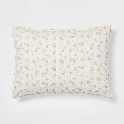 Reversible Printed Voile Ditsy Floral Quilt Sham Off-White - Threshold™ | Target