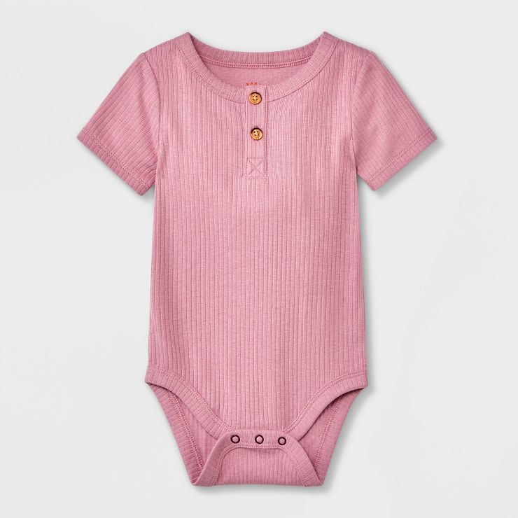 Baby Ribbed Henley Short Sleeve Bodysuit - Cat & Jack™ | Target