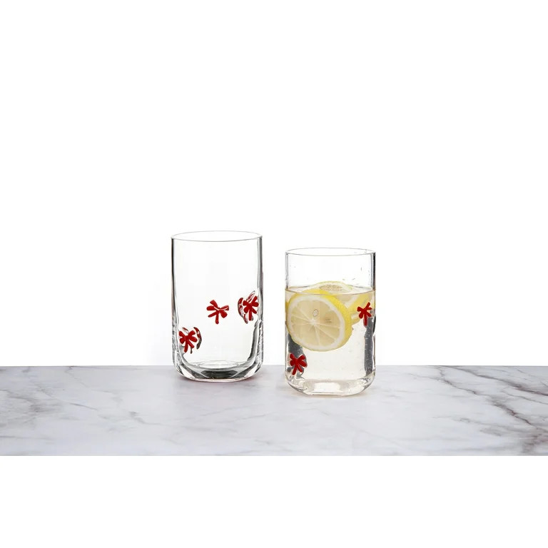 Holiday Time Bows Charm 16oz Drinking Glass 2 Pack | Walmart (US)