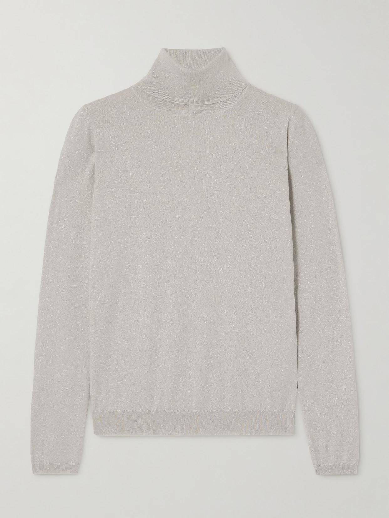 Brunello Cucinelli - Metallic Cashmere-blend Turtleneck Sweater - Gray | NET-A-PORTER (US)
