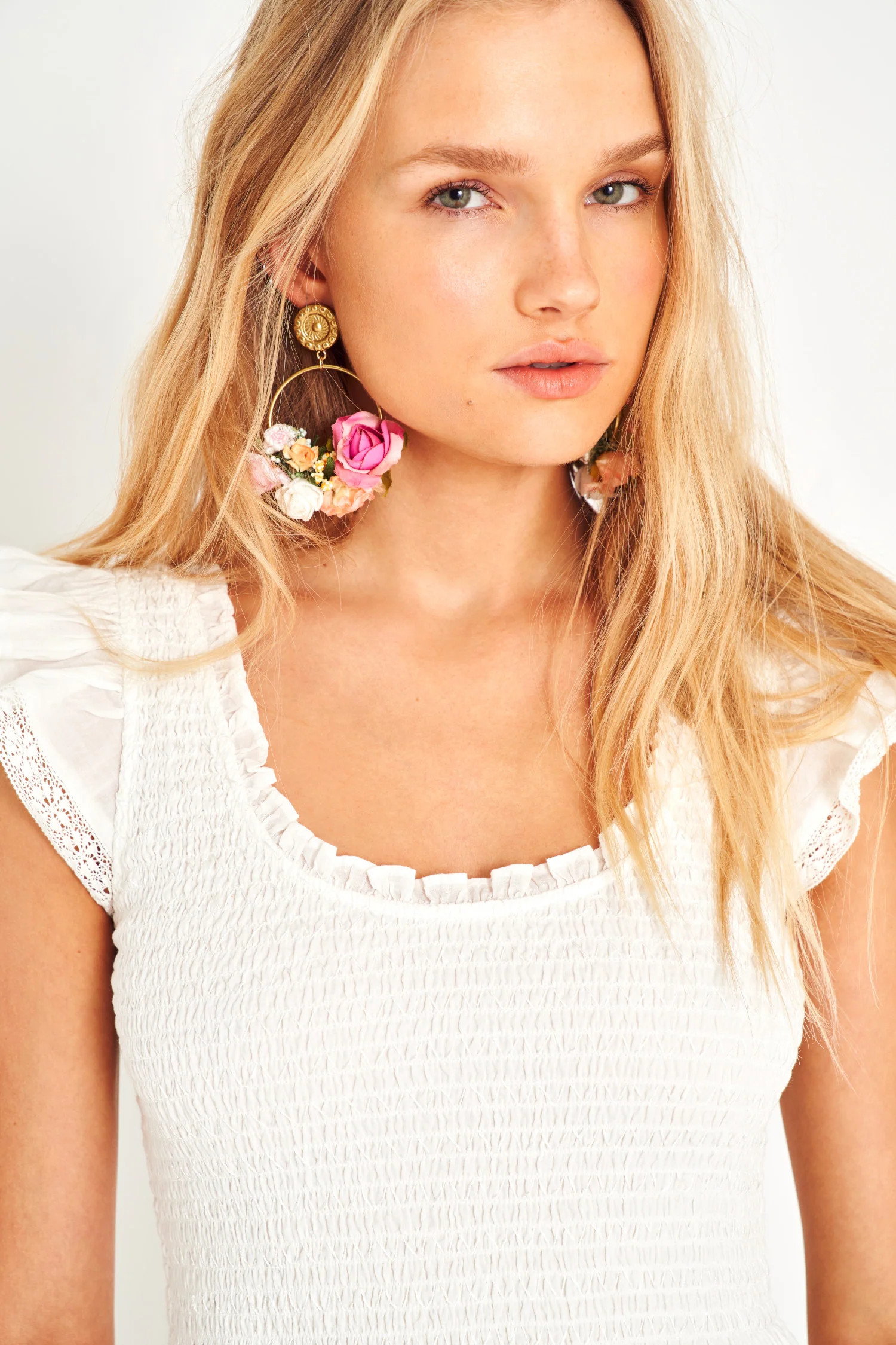 LoveShackFancy x Lova Flower Hoop Earrings | LOVESHACKFANCY