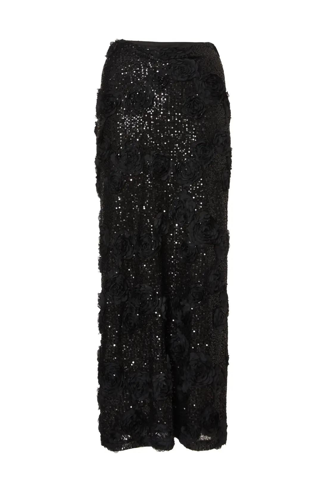 Black Sequin Floral Midaxi Skirt | Boohoo.com (UK & IE)