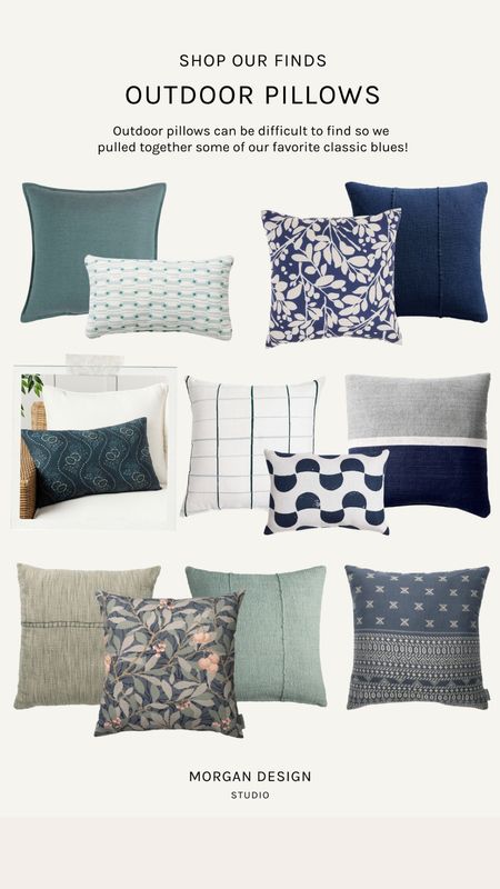 Cute outdoor pillows can be difficult to find. We pulled together some of our favorite blues to help you upgrade your outdoor seating area 🌊 

#LTKSeasonal #LTKhome #LTKsalealert