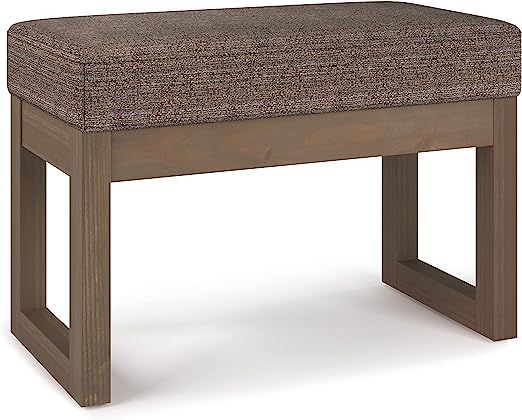 SIMPLIHOME Milltown 26 inch Wide Rectangle Ottoman Bench Mink Brown Footstool, Tweed Look Polyest... | Amazon (US)