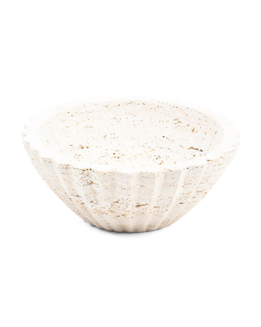 10in Fluted Travertine Stone Bowl | TJ Maxx